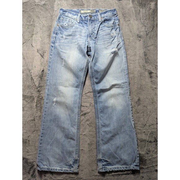BKE Denim Carter Jeans Straight Leg Distressed Men's Size 29S Light Wash - Picture 1 of 13